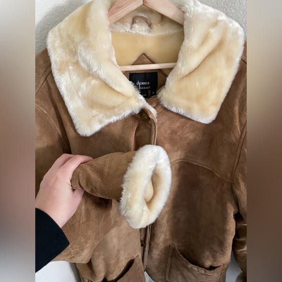 DENNIS BASSO Women’s vintage Shearling Tan Leather suede Chore Coat size 1X - Picture 6 of 14